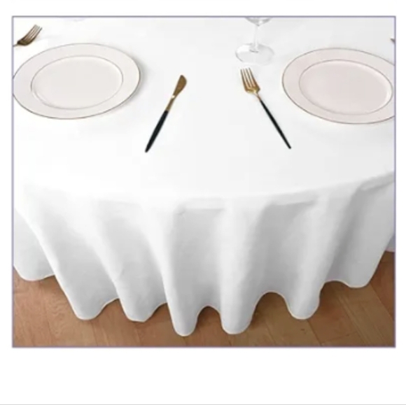 Round Tablecloth. White. 108 inch, 100%  Polyester. 4 in Total - Picture 1 of 8